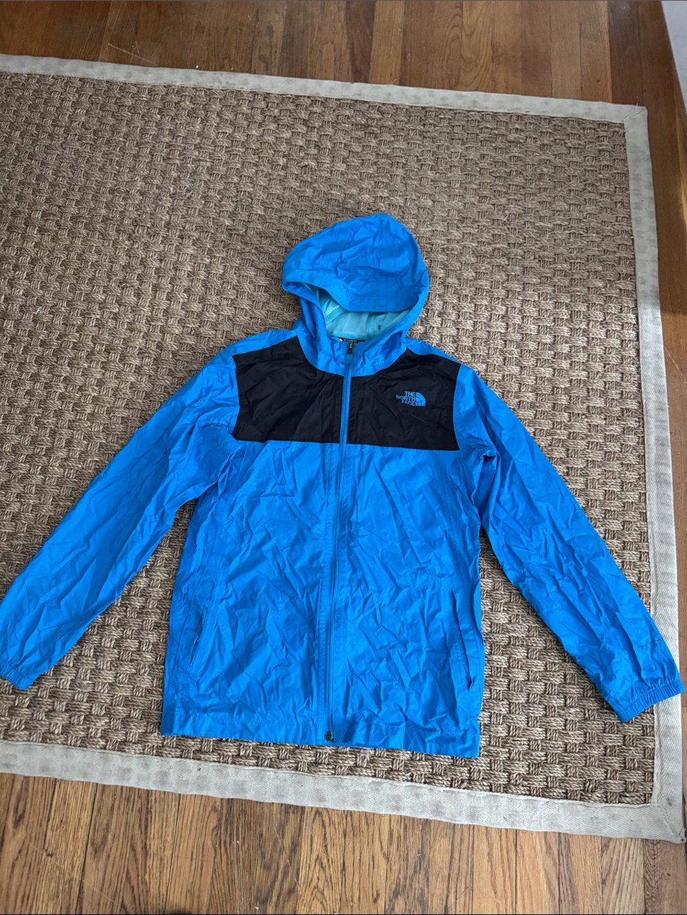 North Face boys Blue and Black Hooded Lightweight Jacket xl 14-16